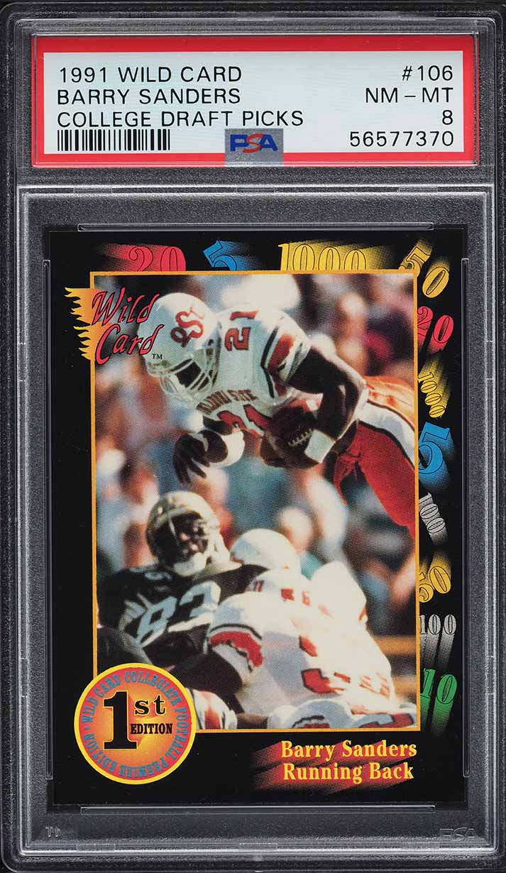 1991 Wild Card College Draft Picks Barry Sanders #106 PSA 8 NM-MT