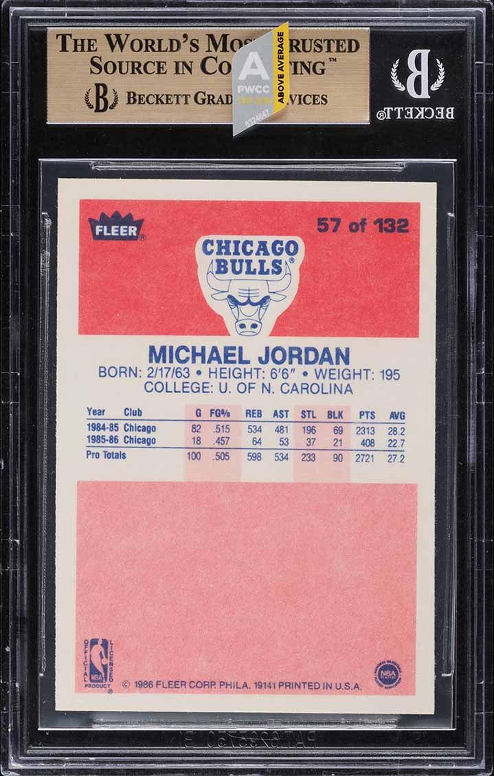 1986 Fleer Basketball Michael Jordan ROOKIE #57 BGS 9.5 GEM MINT (PWCC-A)
