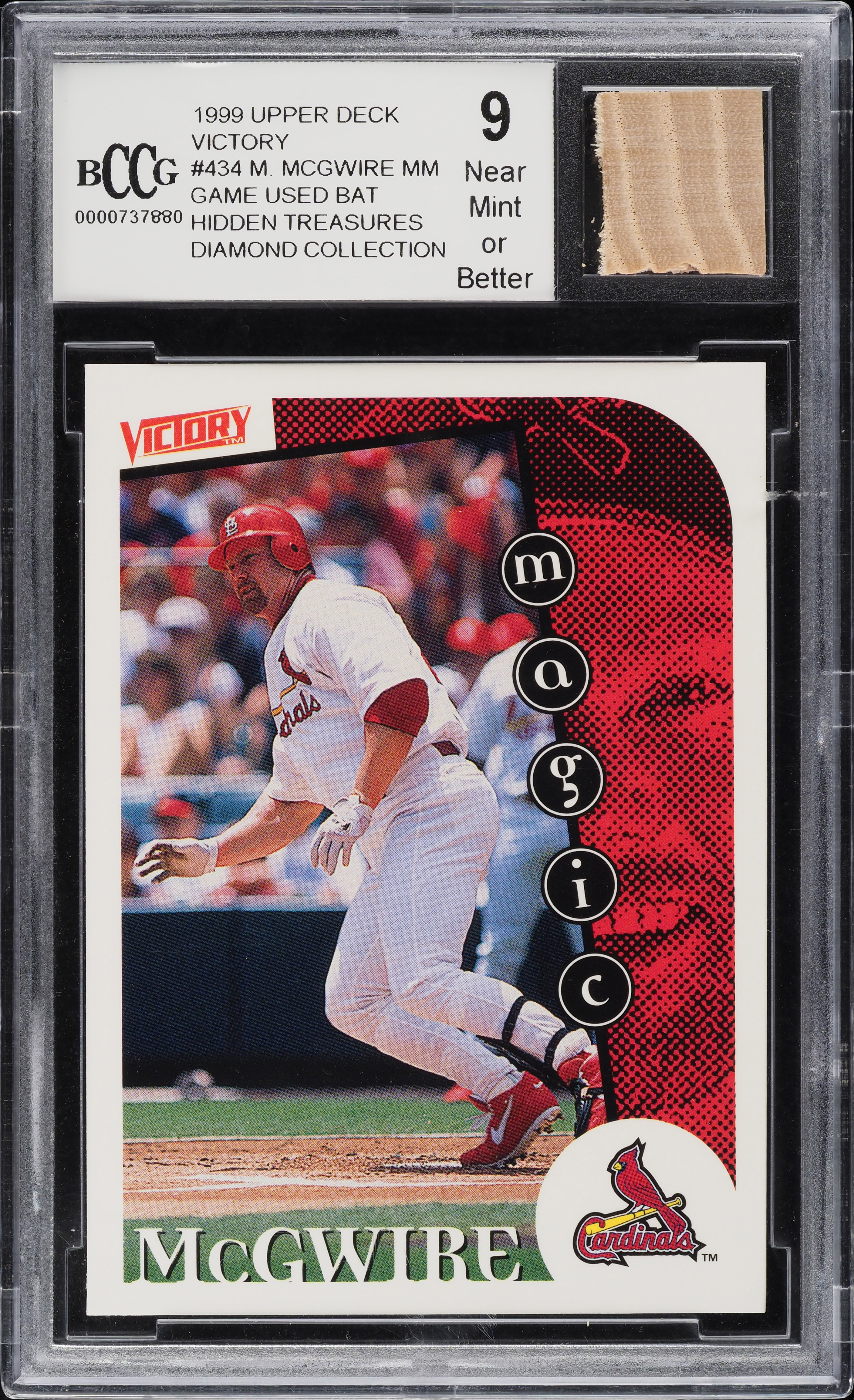 1999 Upper Deck Victory Mark McGwire BAT PATCH #434 BCCG 9 on 