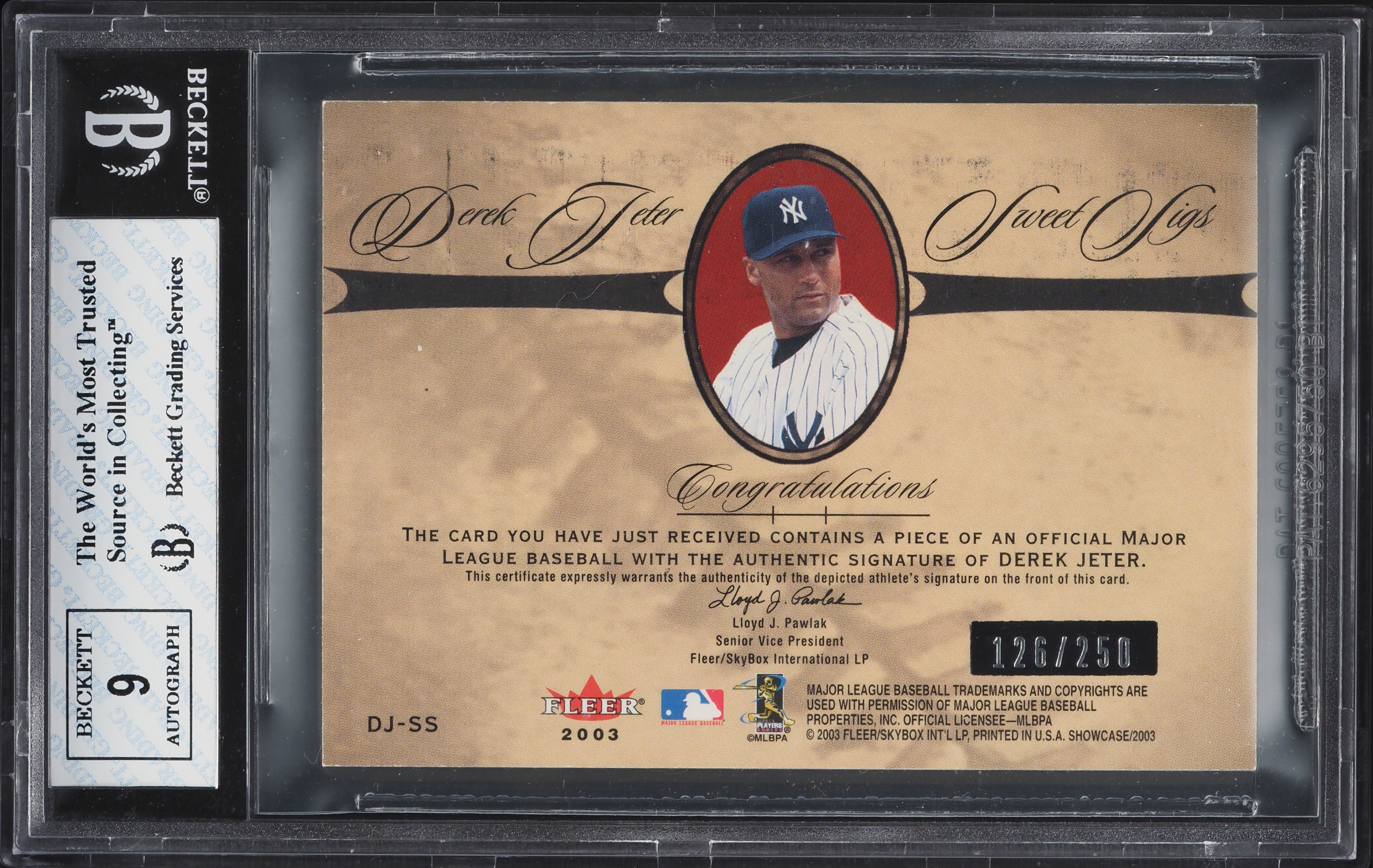 2003 Fleer Showcase Sweet Sigs Blue Ink Derek Jeter AUTO /250 #DJ
