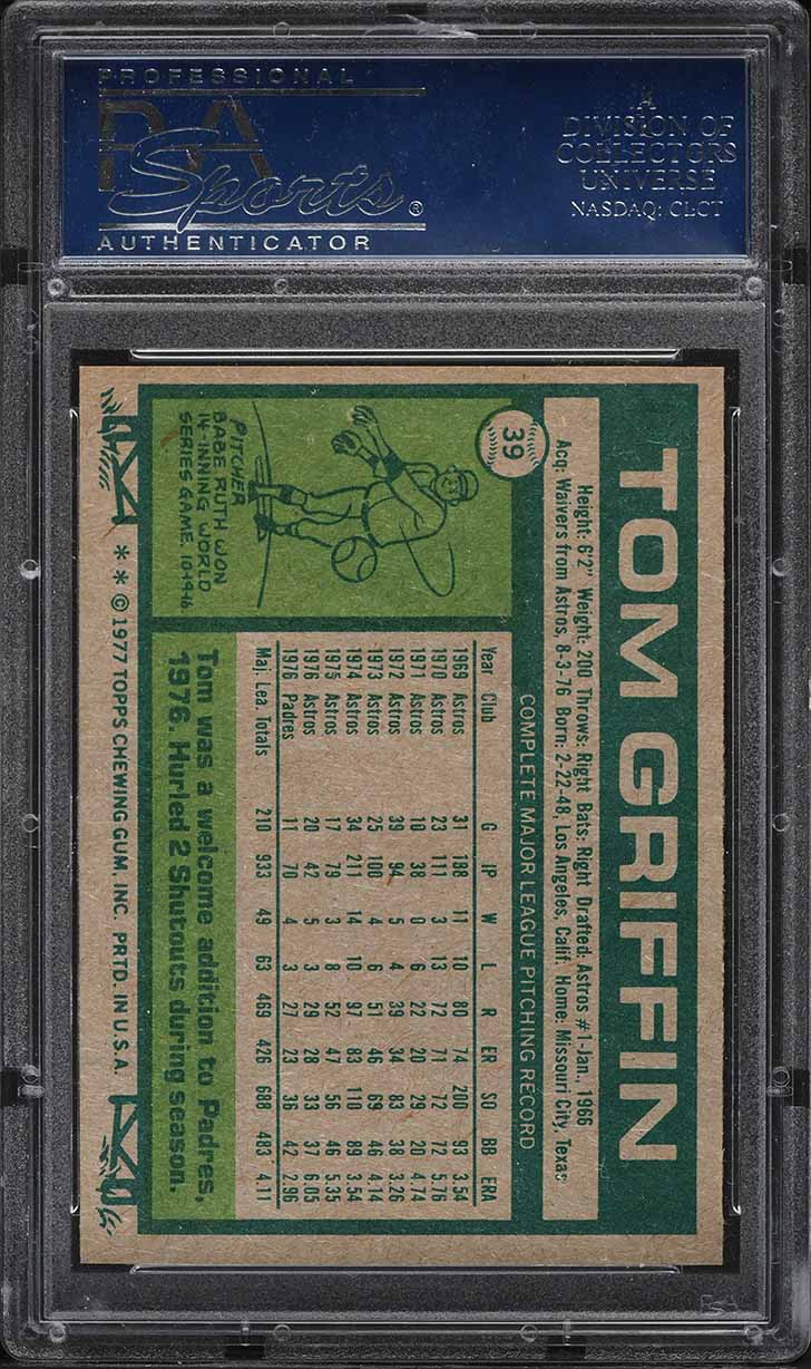 1977 Topps Tom Griffin #39 PSA 9 MINT