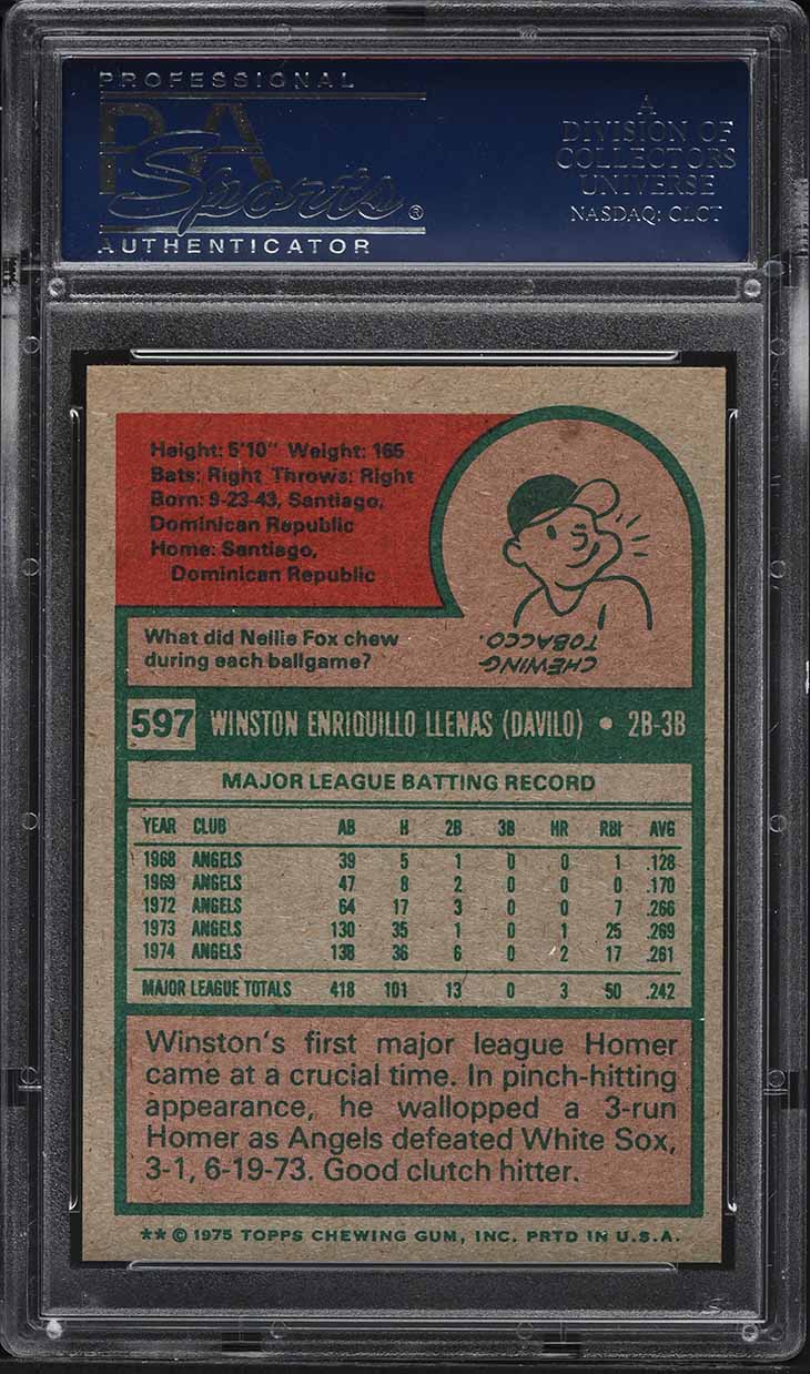 1975 Topps Winston Llenas #597 PSA 8 NM-MT