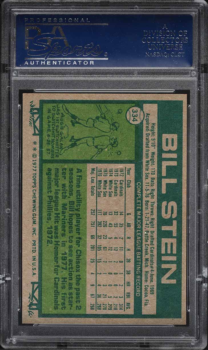 1977 Topps Bill Stein #334 PSA 9 MINT