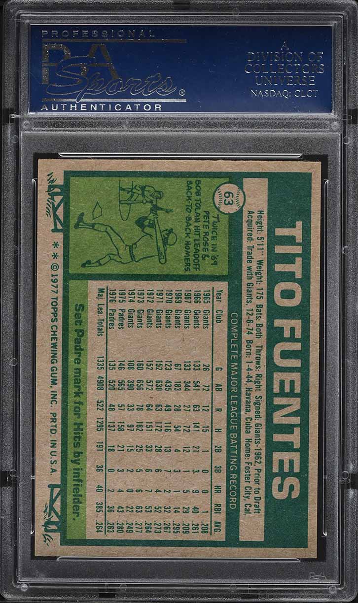 1977 Topps Tito Fuentes #63 PSA 9 MINT