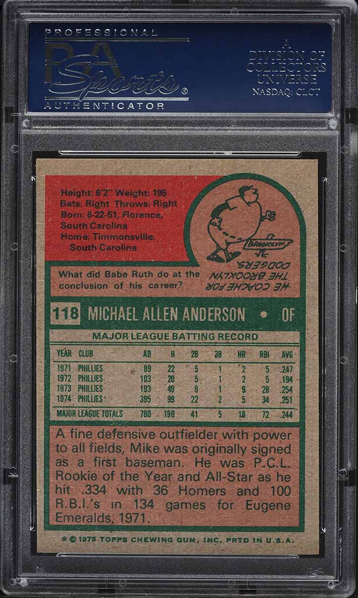 1975 Topps Mike Anderson #118 PSA 8 NM-MT