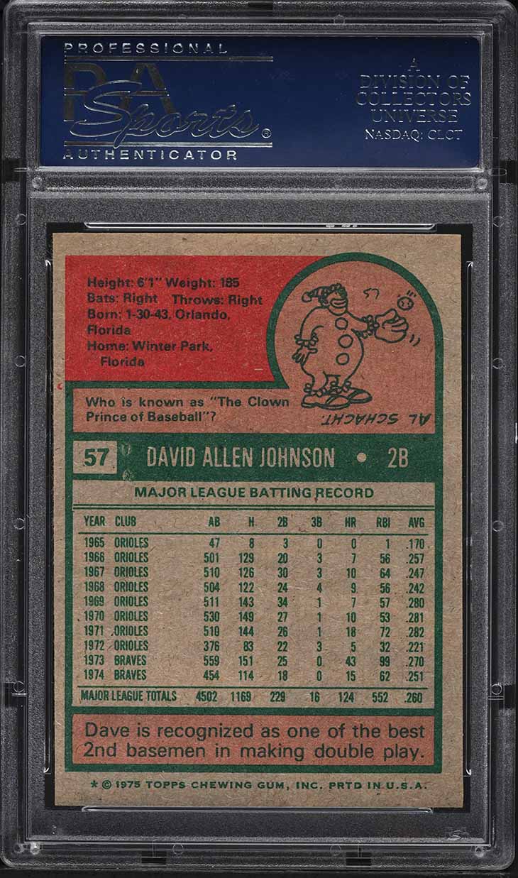 1975 Topps Dave Johnson #57 PSA 8 NM-MT