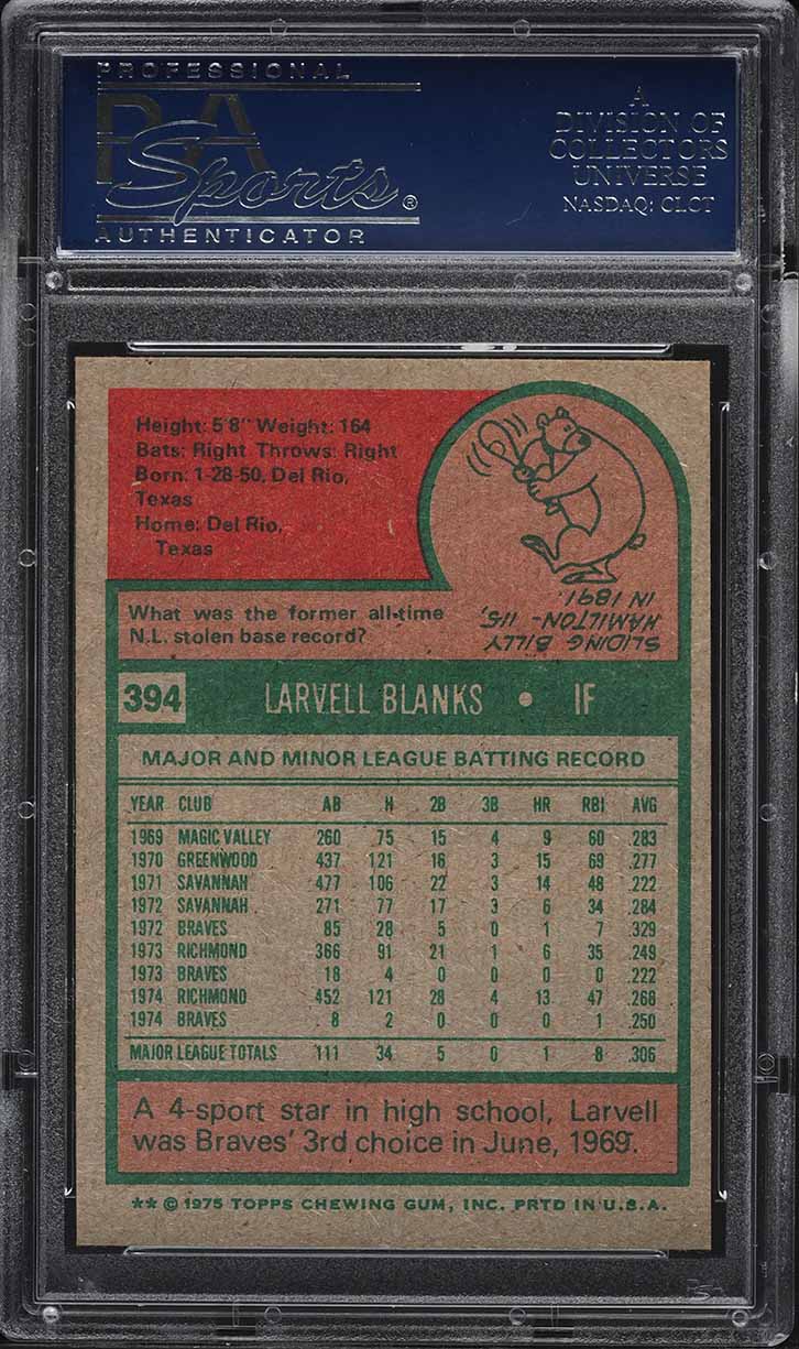 1975 Topps Larvell Blanks #394 PSA 8 NM-MT