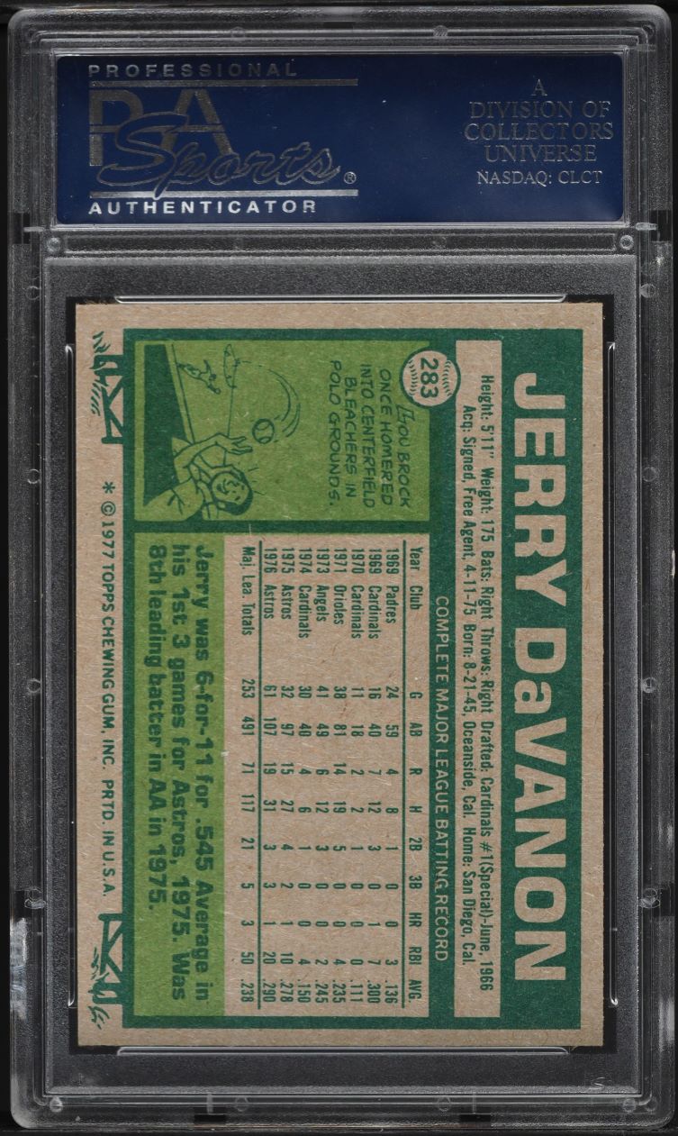 1977 Topps Jerry DaVanon #283 PSA 10 GEM MINT