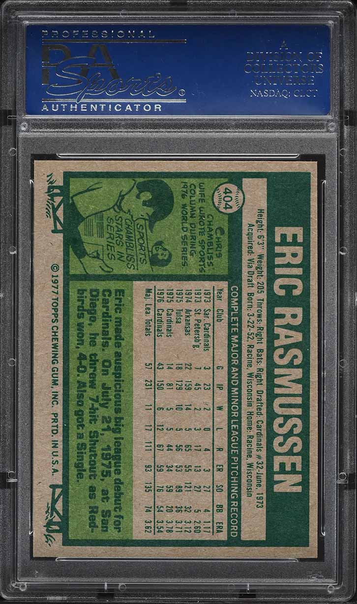 1977 Topps Eric Rasmussen #404 PSA 10 GEM MINT