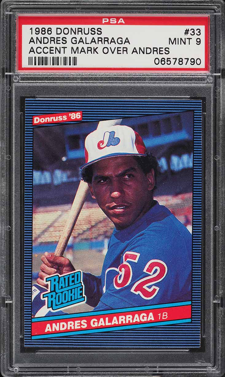1986 Donruss Andres Galarraga ROOKIE #33 PSA 9 MINT