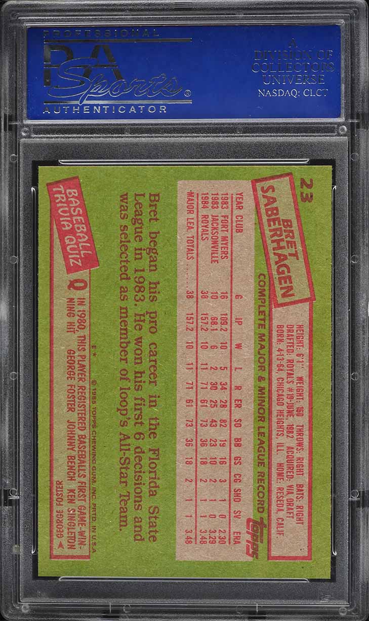 1985 Topps Bret Saberhagen ROOKIE #23 PSA 9 MINT