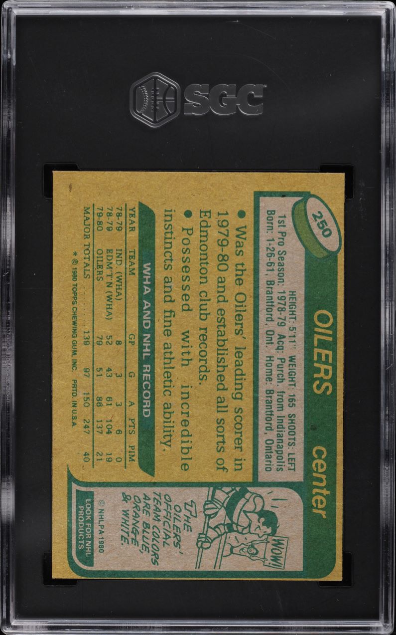 1980 Topps Hockey Wayne Gretzky #250 SGC 6.5 EXMT+