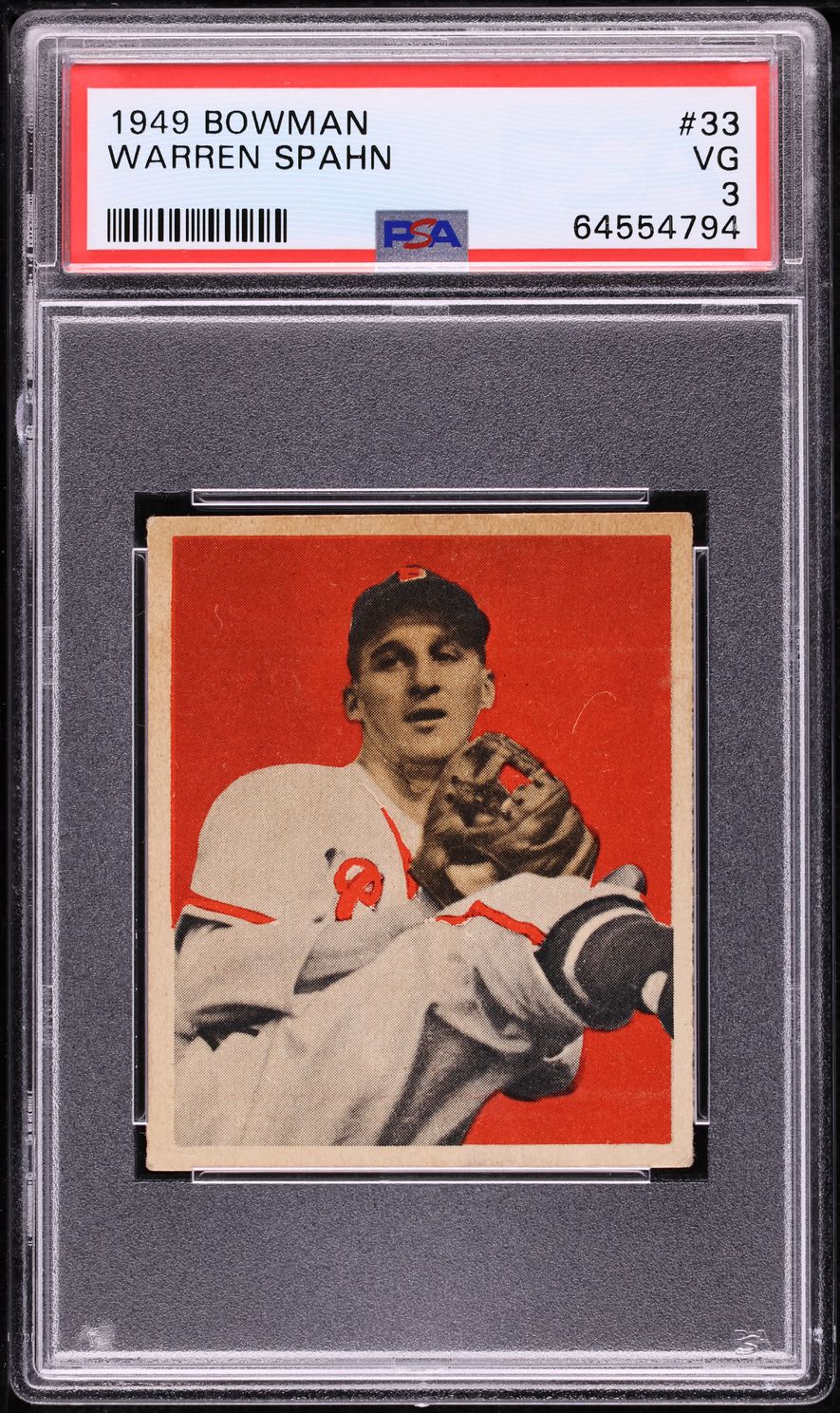 1949 Bowman Warren Spahn #33 PSA 3 VG
