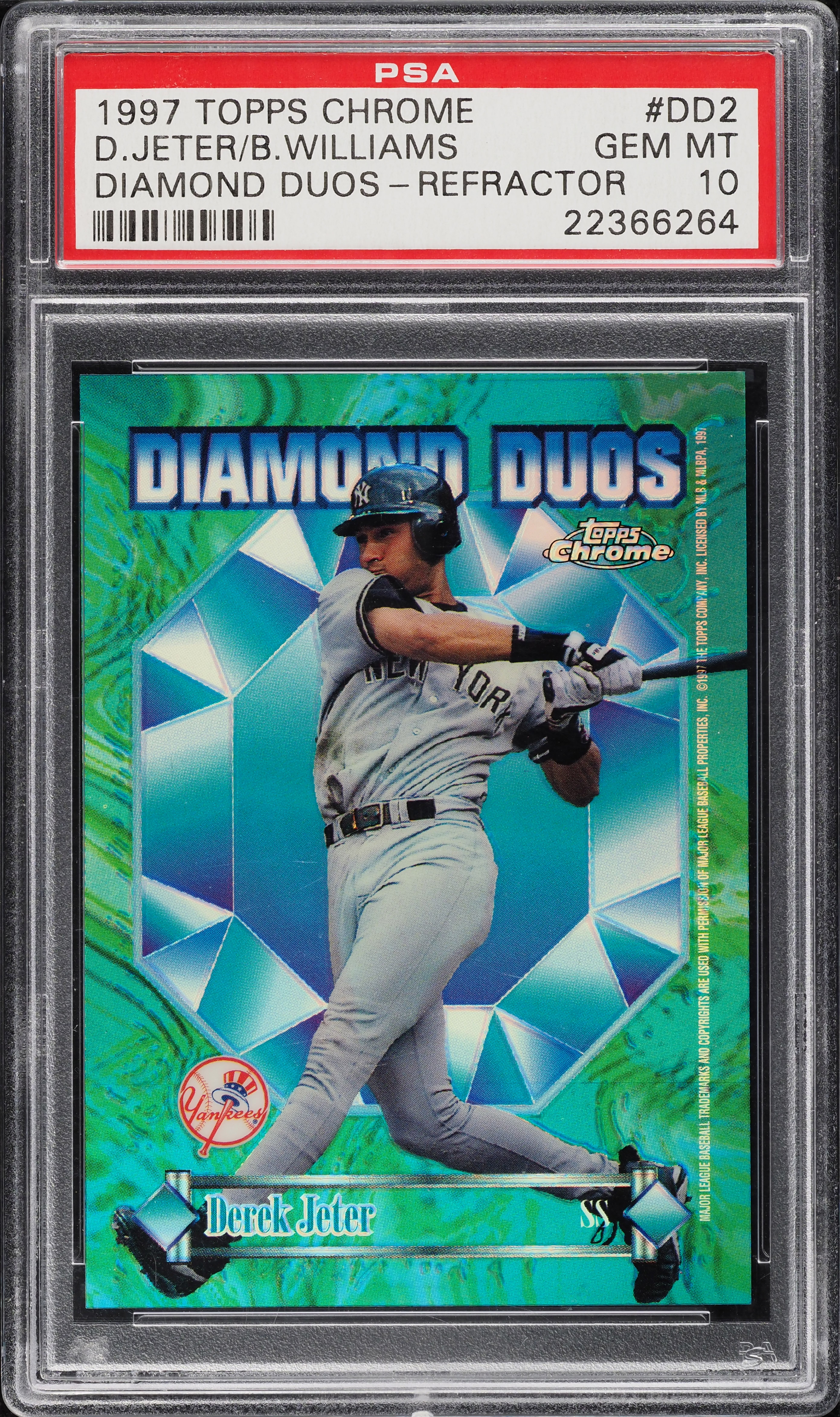 1997 Topps Chrome Diamond Duos Refractor Derek Jeter Bernie