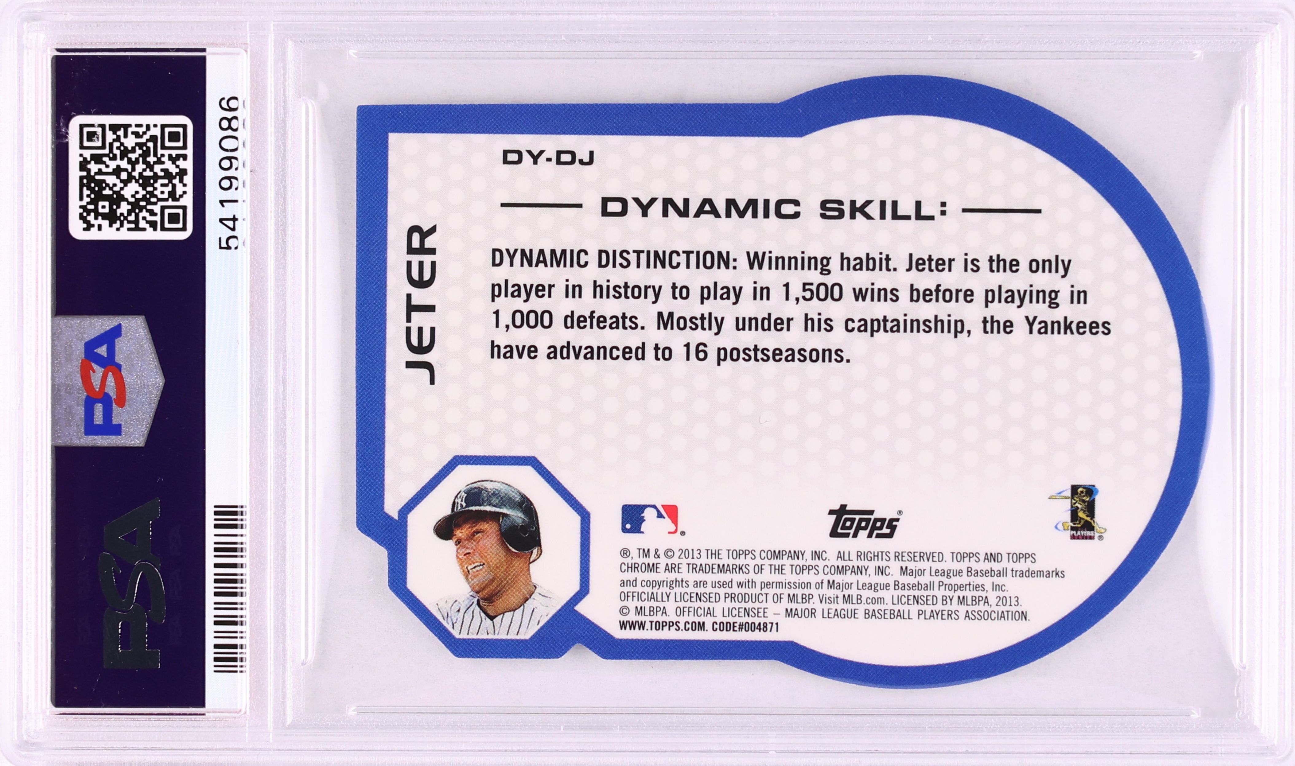 2013 Topps Chrome Dynamic Die-Cuts Derek Jeter #DY-DJ PSA 10 GEM