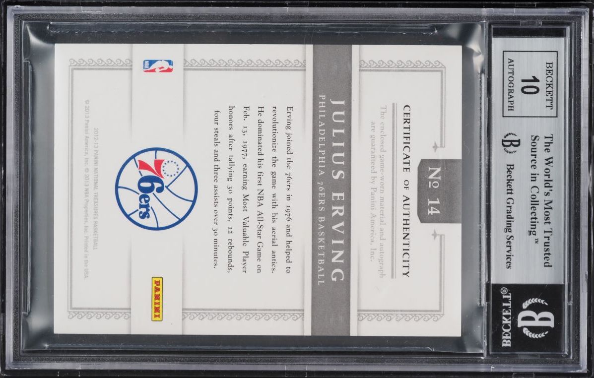 2012 National Treasures Timeline Materials Julius Erving PATCH AUTO 25/25 BGS 9