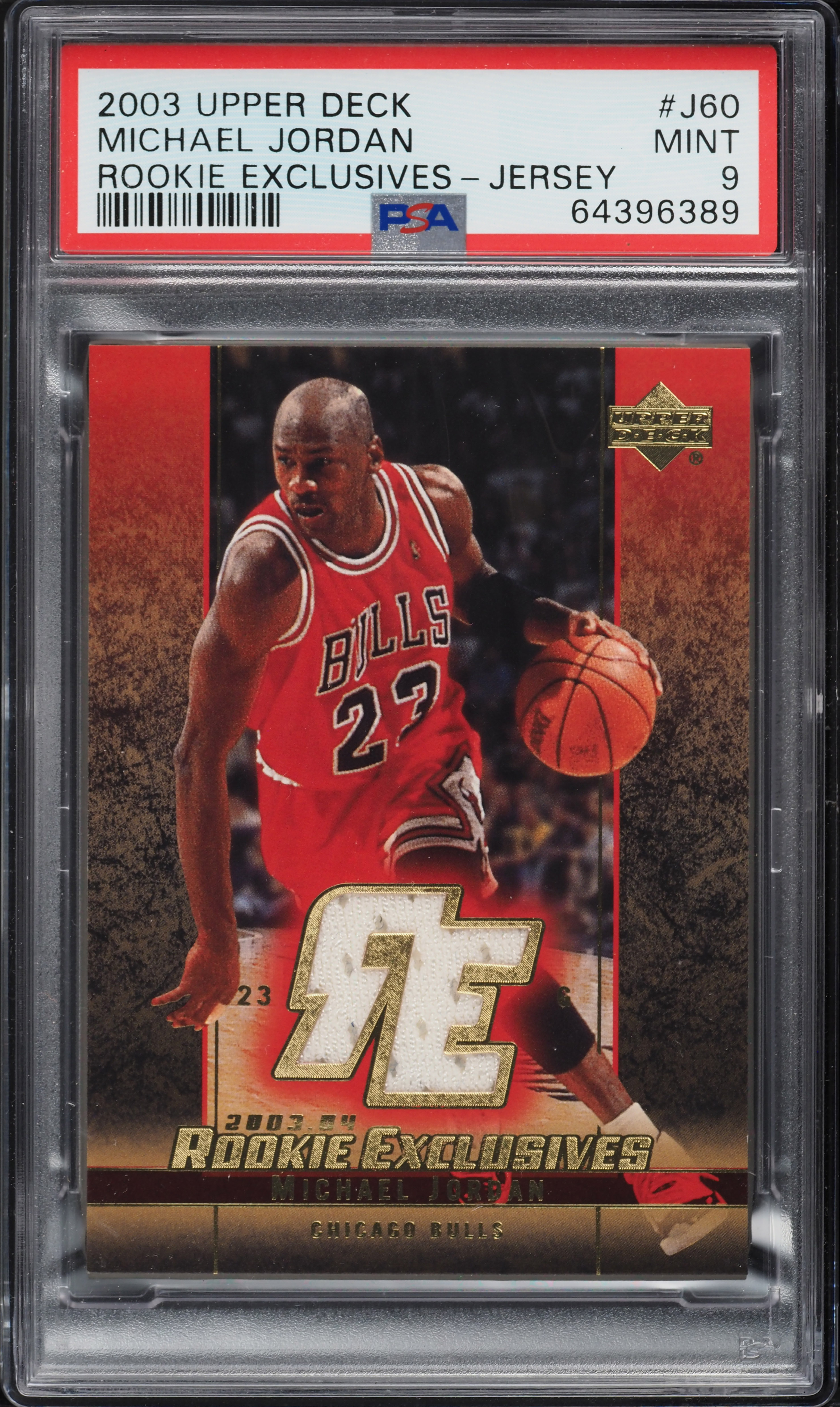 2003 Upper Deck Rookie Exclusives Michael Jordan PATCH #J60 PSA 9