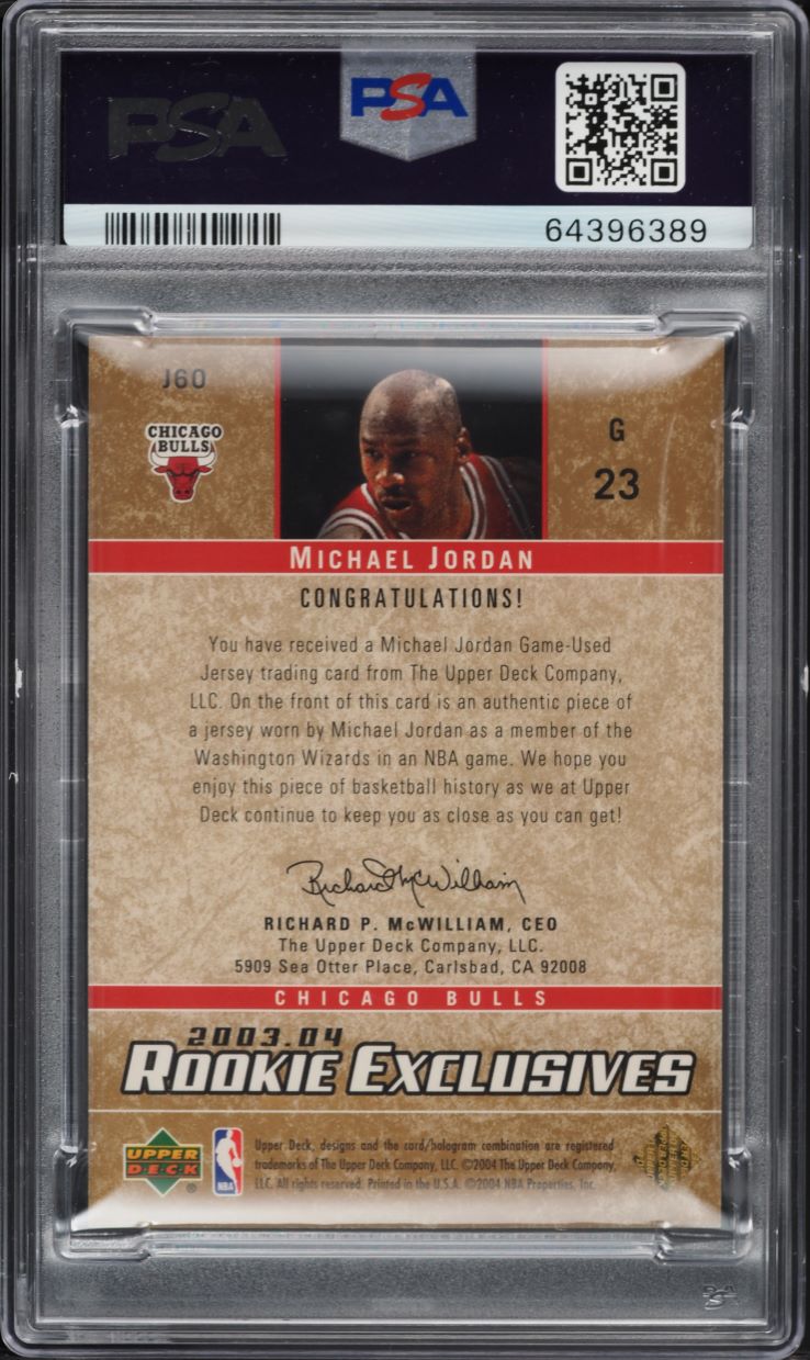 2003 Upper Deck Rookie Exclusives Michael Jordan PATCH #J60 PSA 9