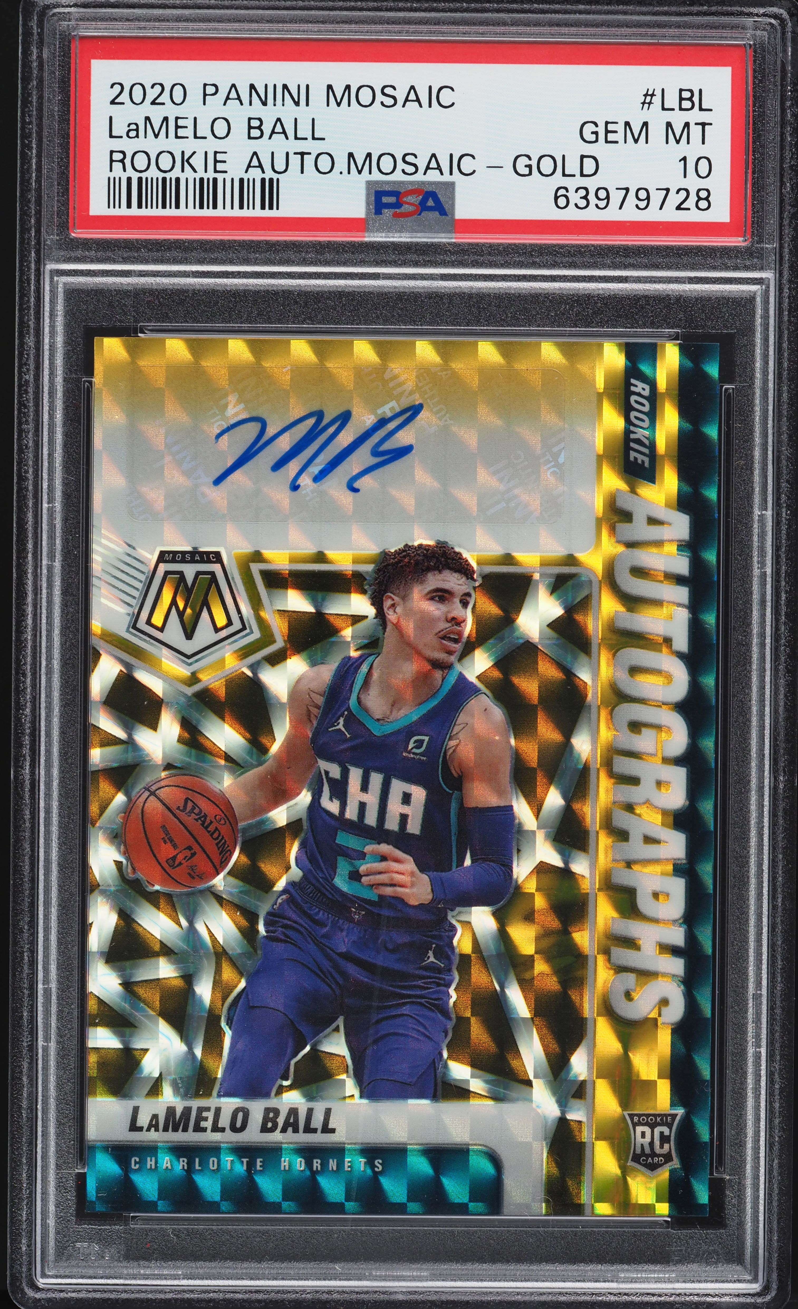 2020 Panini Mosaic Gold LaMelo Ball ROOKIE AUTO /10 #RA-LBL PSA 10 