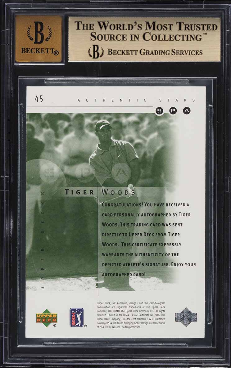 2001 SP Authentic Golf Tiger Woods ROOKIE AUTO /900 #45 BGS 9.5 GEM MINT