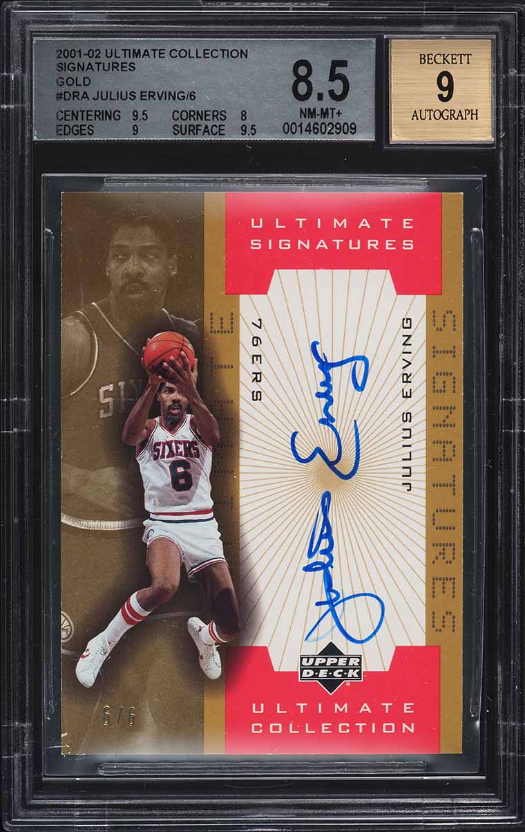 2001 Ultimate Collection Signatures Gold Julius Erving AUTO JSY # 6/6 BGS 8.5