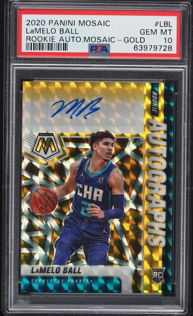2020 Panini Mosaic Gold LaMelo Ball ROOKIE AUTO /10 #RA-LBL PSA 10 GEM MINT