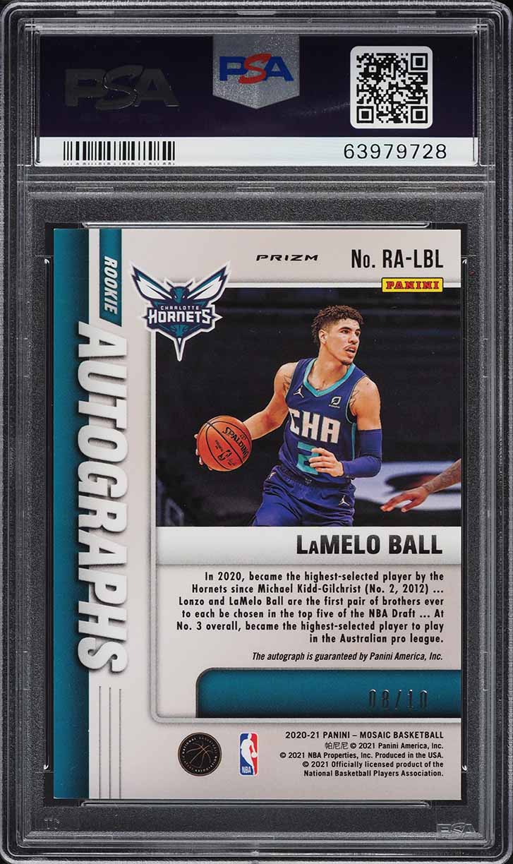 2020 Panini Mosaic Gold LaMelo Ball ROOKIE AUTO /10 #RA-LBL PSA 10 GEM MINT