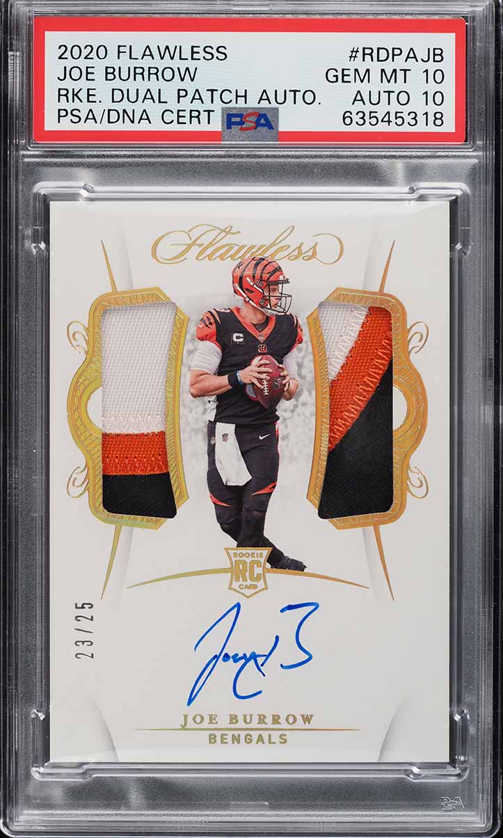 2020 Panini Flawless Dual Joe Burrow RC PATCH AUTO DNA 10 /25