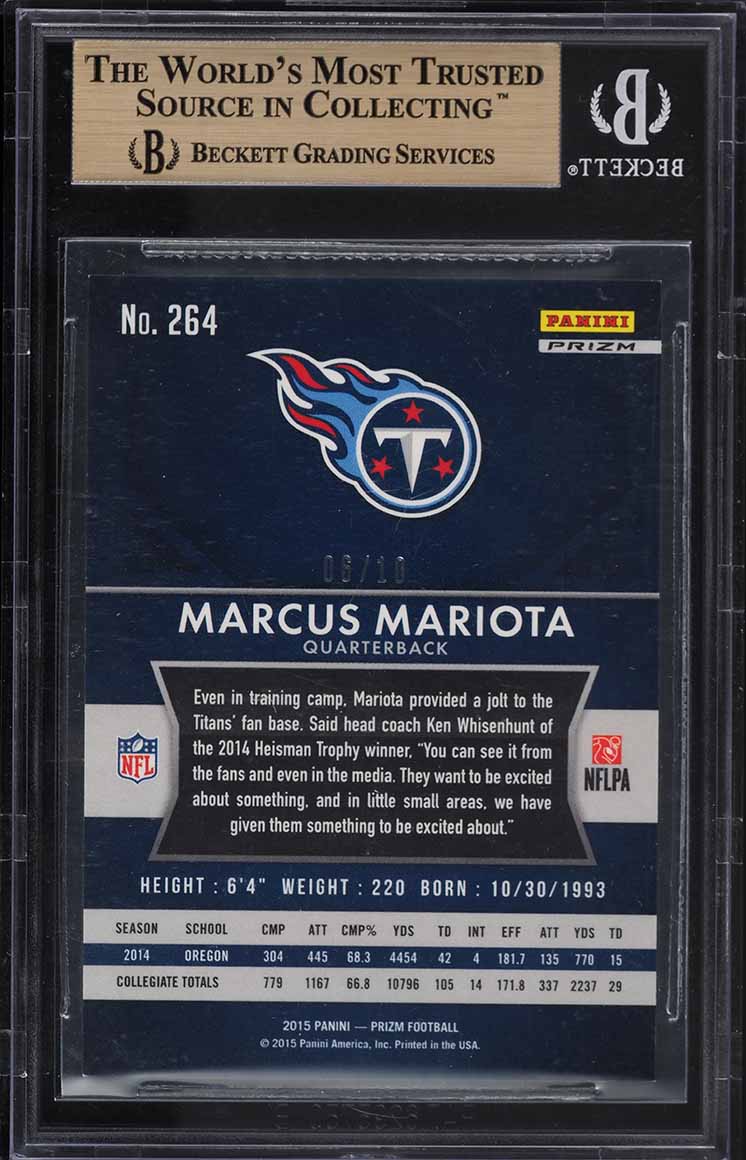 2015 Panini Prizm Gold Marcus Mariota SP ROOKIE /10 #264B BGS 9.5 GEM MINT