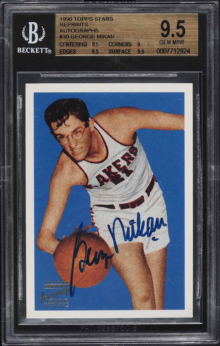 1996 Topps Finest '48 Reprint George Mikan AUTO #30 BGS 9.5 GEM MINT