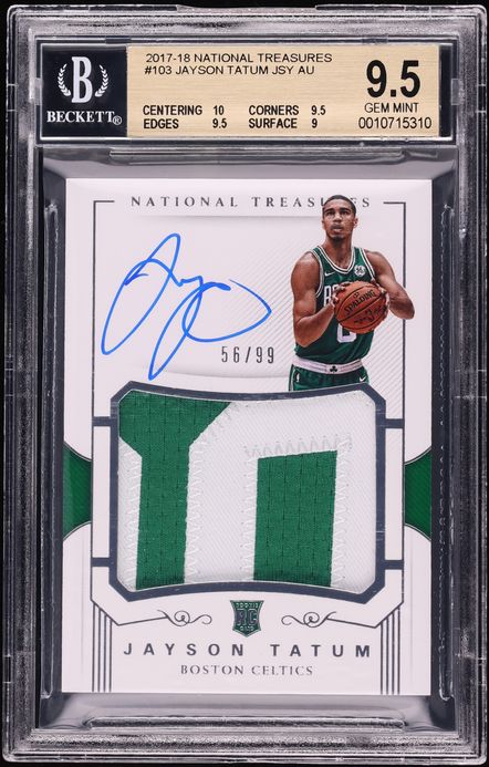 2017 National Treasures Jayson Tatum ROOKIE PATCH AUTO /99 #103 BGS 9.5 GEM MINT