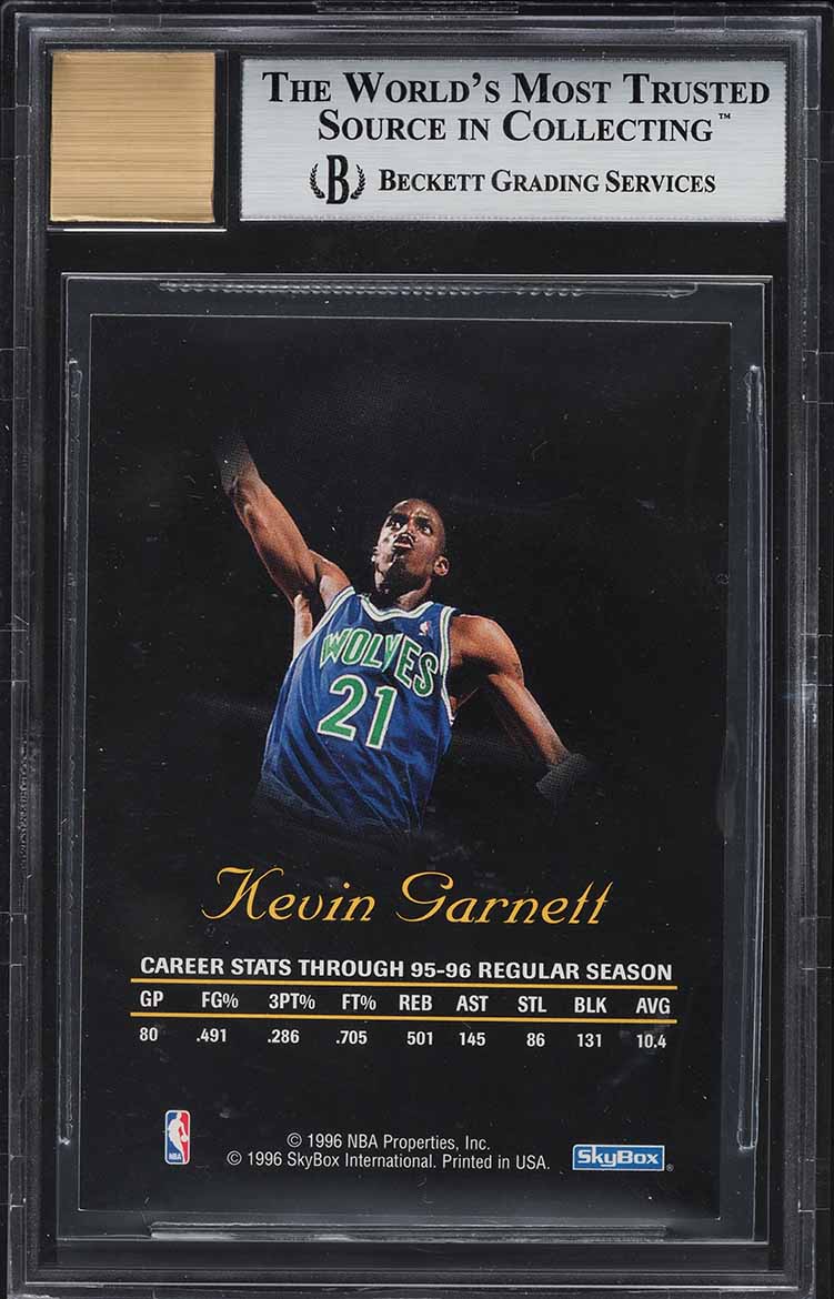 1996 Skybox Premium Autographics Blue Kevin Garnett AUTO #22 BGS 9