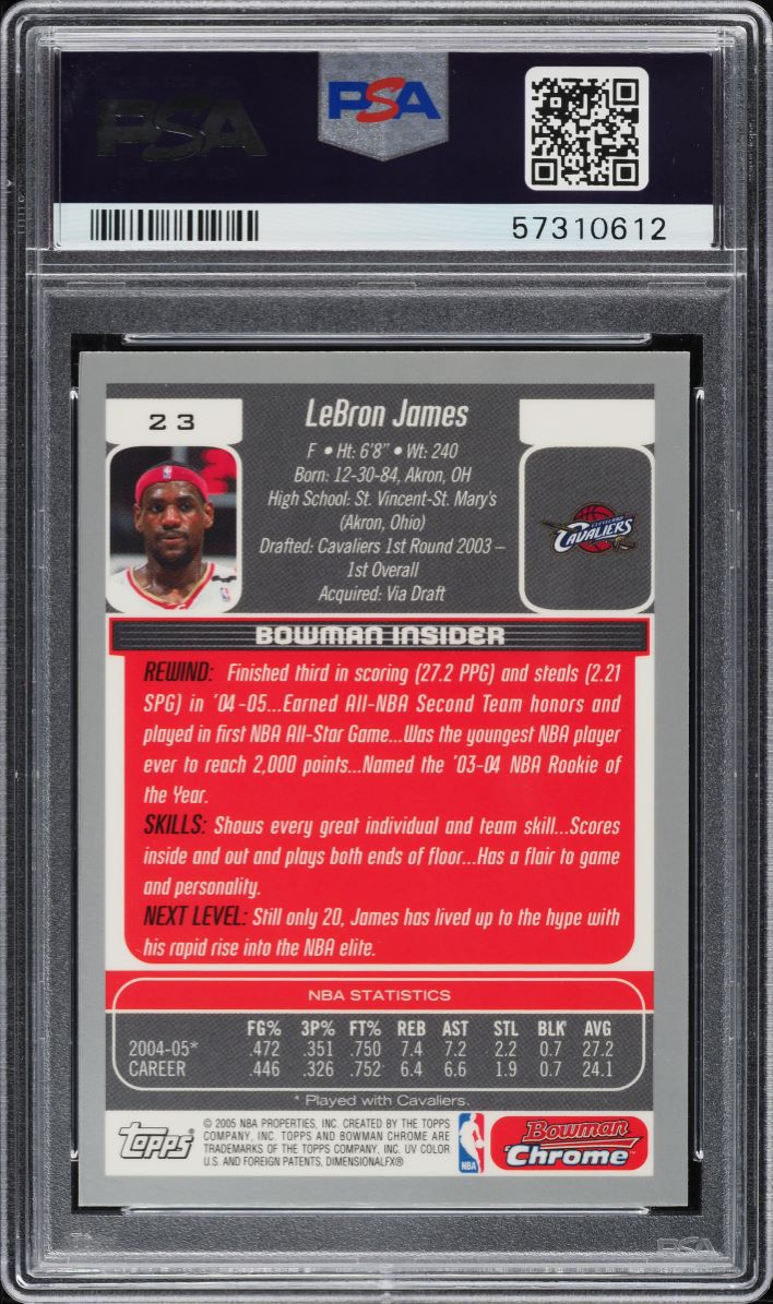 2005 Bowman Chrome Draft Picks LeBron James #23 PSA 10 GEM MINT