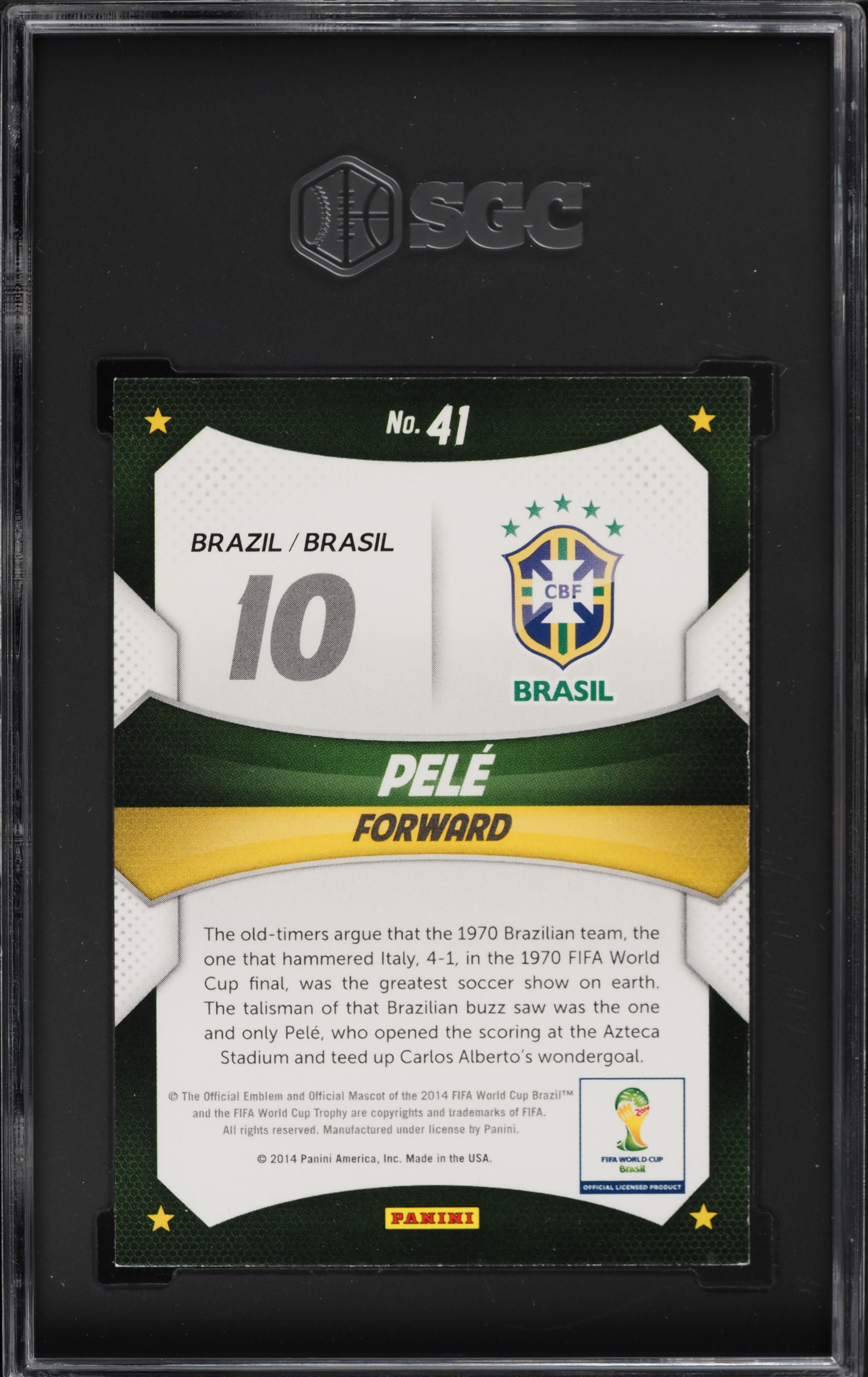 2014 Panini Prizm World Cup Stars Pele #41 SGC 9 MINT on Fanatics 