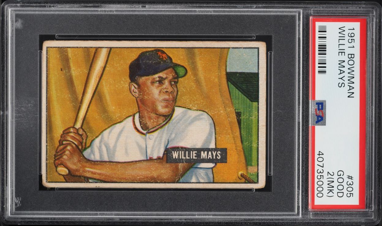 1951 Bowman Willie Mays ROOKIE #305 PSA 2(mk) GD