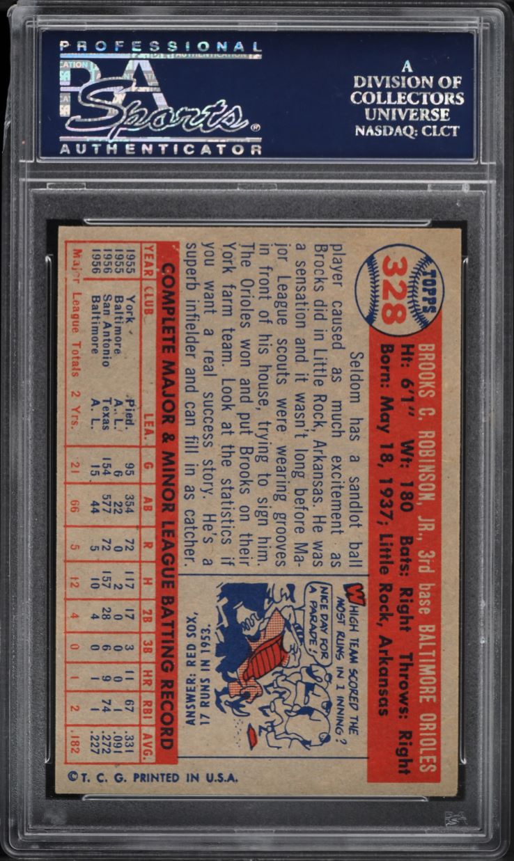 1957 Topps Brooks Robinson ROOKIE #328 PSA 6 EXMT