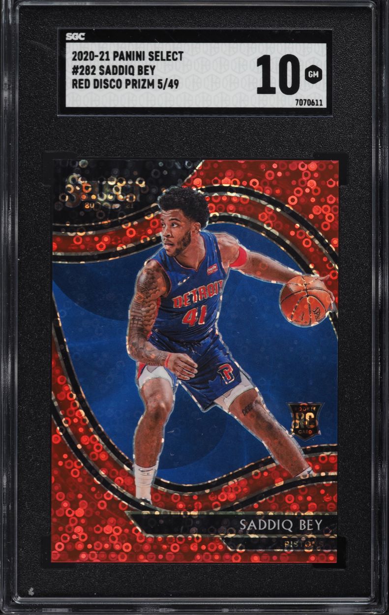 2020 Select Courtside Red Disco Prizm Saddiq Bey ROOKIE /49 #282 SGC 10 GEM MINT