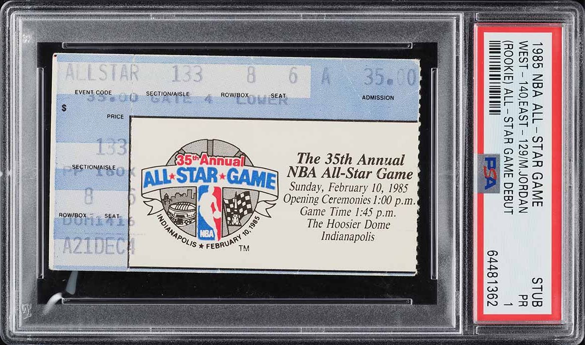 1985 NBA All-Star Game-Stub Michael Jordan Rookie All-Star Game Debut PSA 1 PR