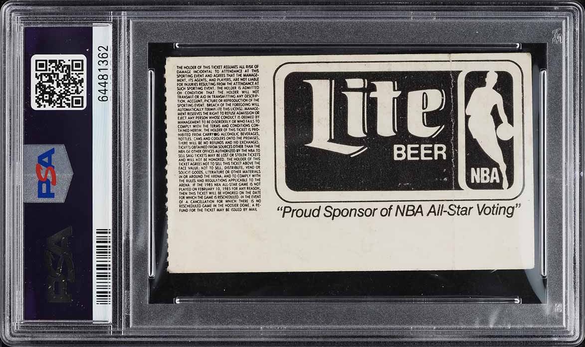 1985 NBA All-Star Game-Stub Michael Jordan Rookie All-Star Game Debut PSA 1 PR