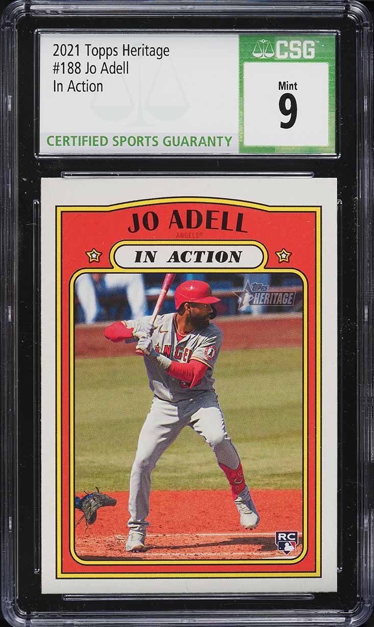 2021 Topps Heritage In Action Jo Adell ROOKIE #188 CSG 9 MINT