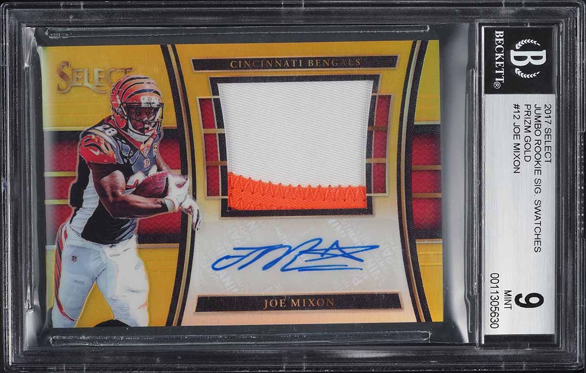 2017 Select Jumbo Gold Prizm Joe Mixon ROOKIE PATCH AUTO /10 #12
