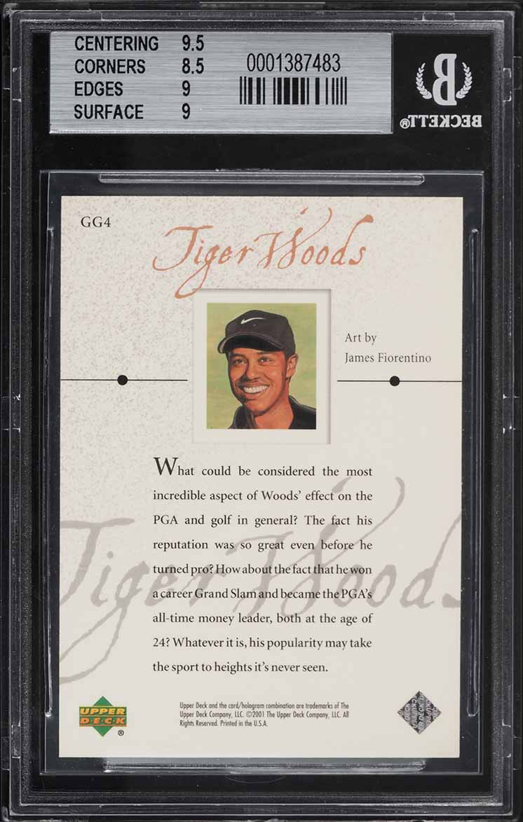 2001 Upper Deck Golf Gallery Tiger Woods ROOKIE #GG4 BGS 9 MINT