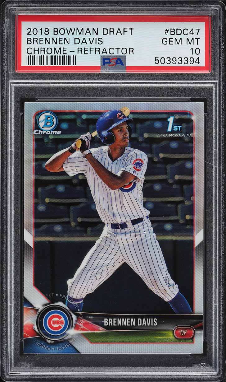 2018 Bowman Chrome Draft Refractor Brennen Davis ROOKIE #BDC-47 PSA 10 GEM MINT