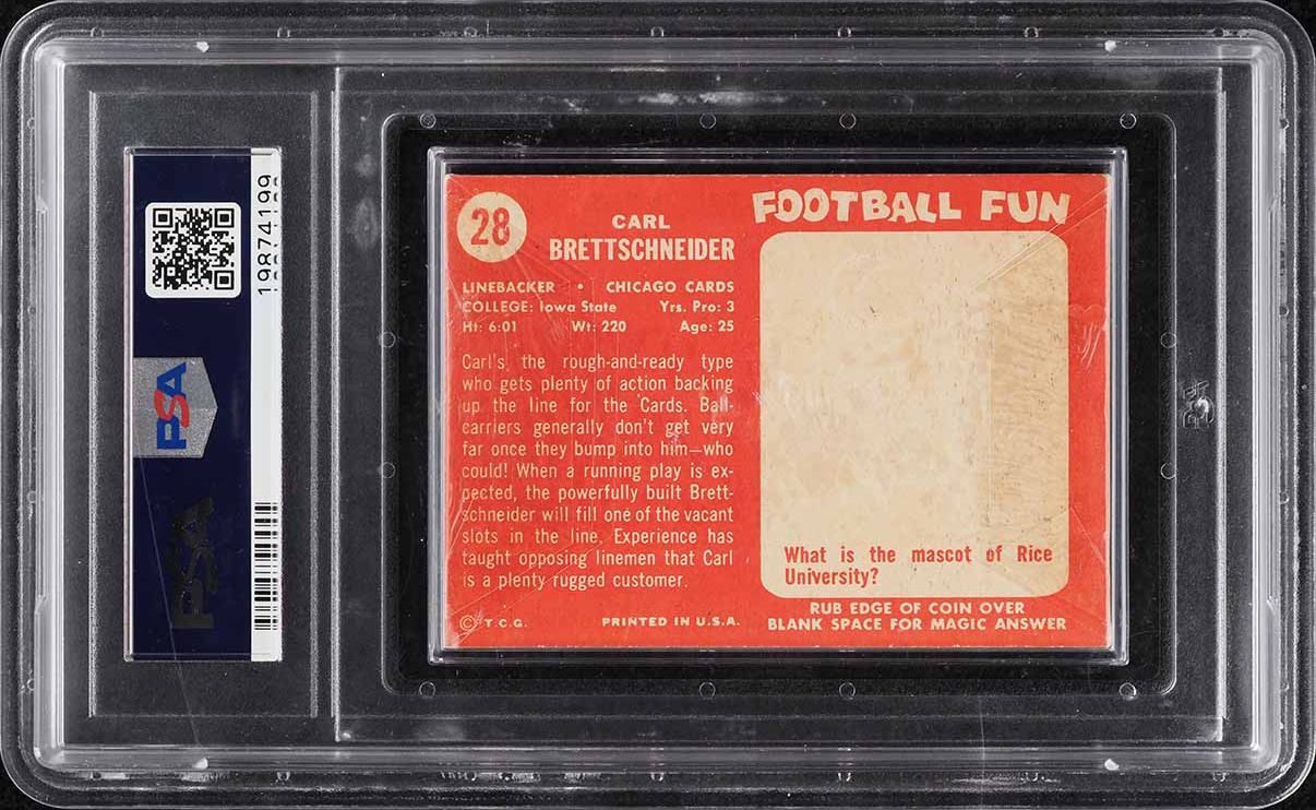 1958 Topps Football Cello Pack Pittsburgh Steelers TOP PSA 8 NM-MT