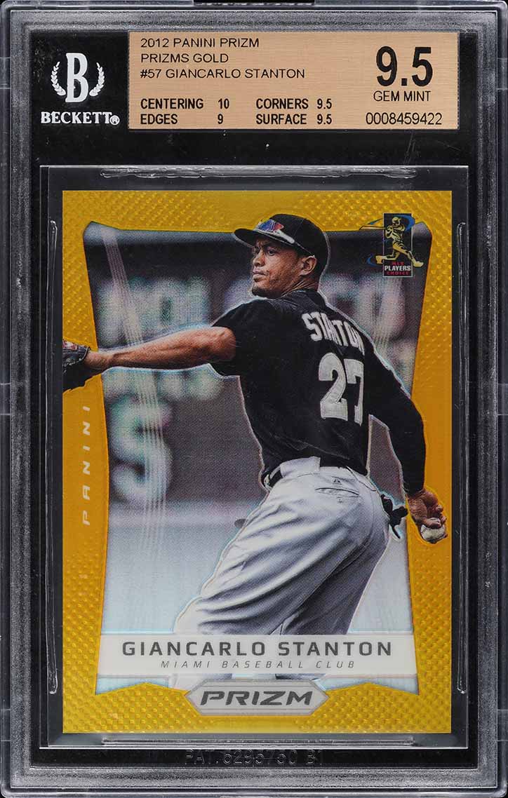 2012 Panini Prizm Gold Prizms Giancarlo Stanton /10 #57 BGS 9.5 GEM MINT