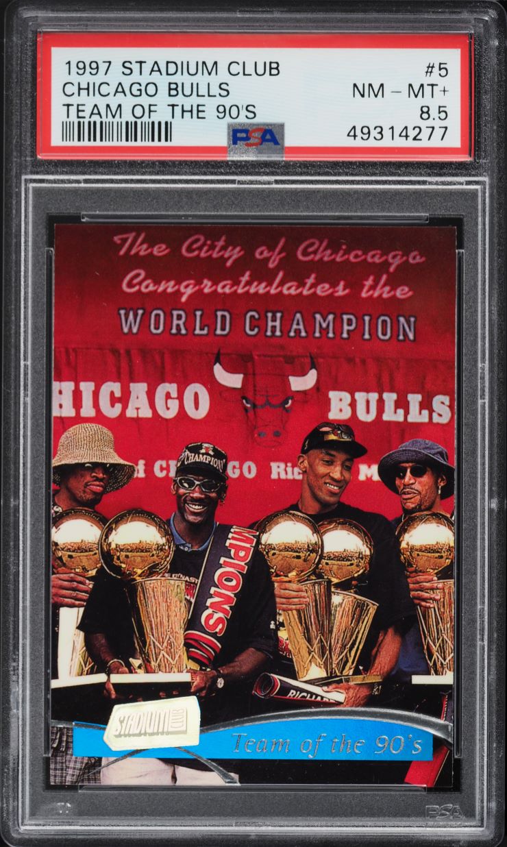 1997 Stadium Club Chicago Bulls w/ Michael Jordan #5 PSA 8.5 NM-MT+