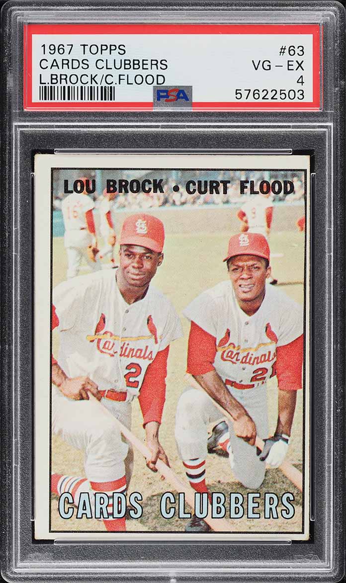 1967 Topps Lou Brock & Curt Flood CARDS CLUBBERS #63 PSA 4 VGEX