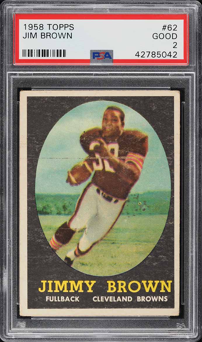 1958 Topps Football Jim Brown ROOKIE #62 PSA 3.5 VG+ on Fanatics