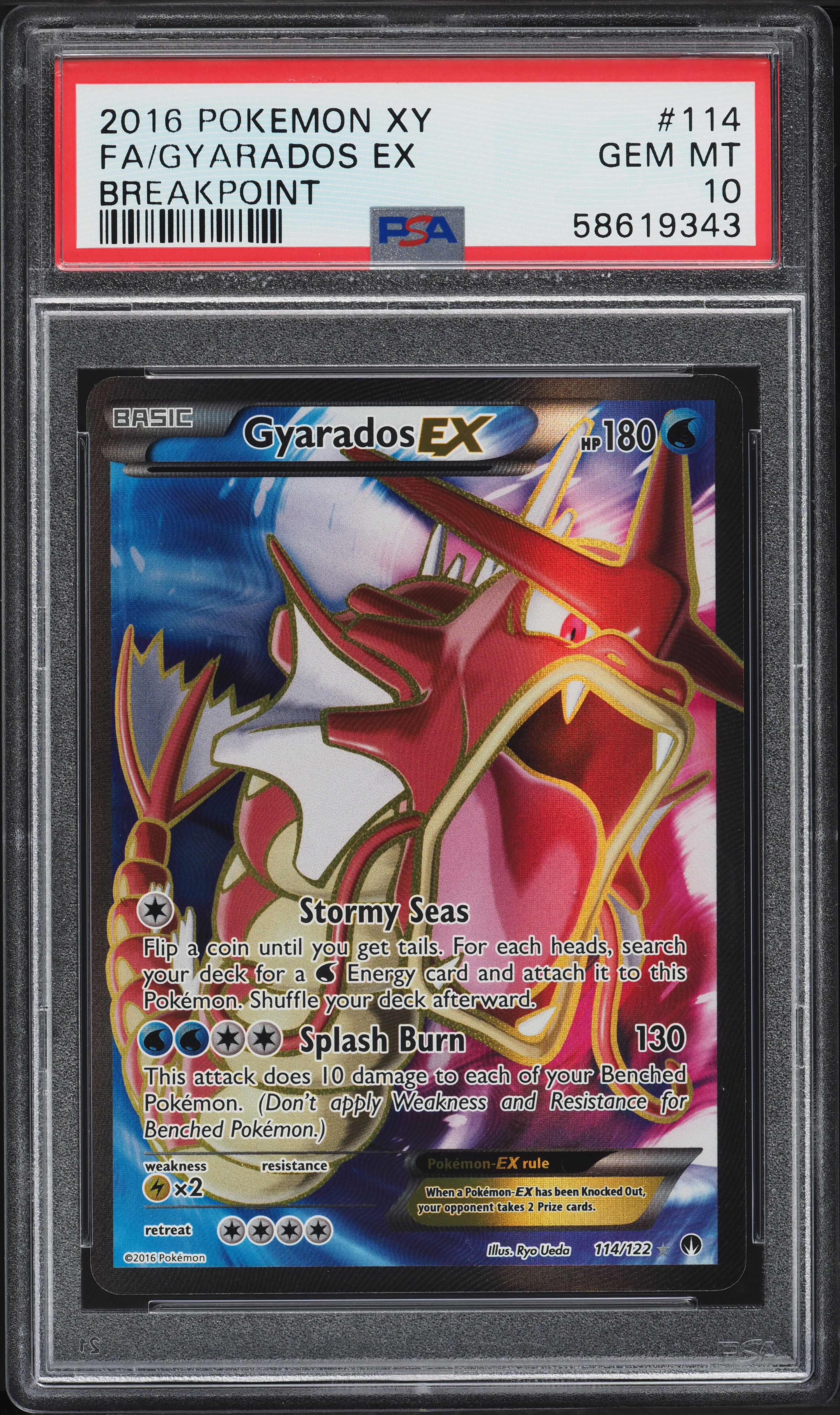 2016 Pokemon XY BREAKpoint Full Art Gyarados EX #114 PSA 10 GEM 