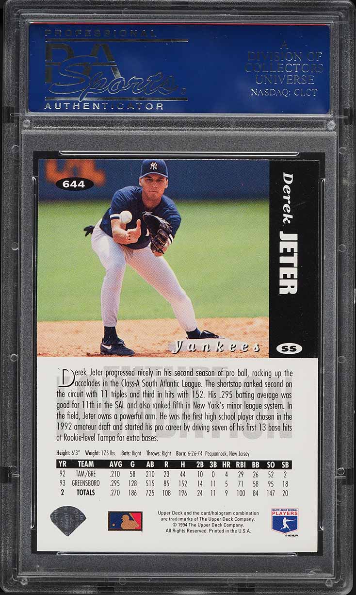 1994 Collector's Choice Derek Jeter ROOKIE #644 PSA 10 GEM MINT